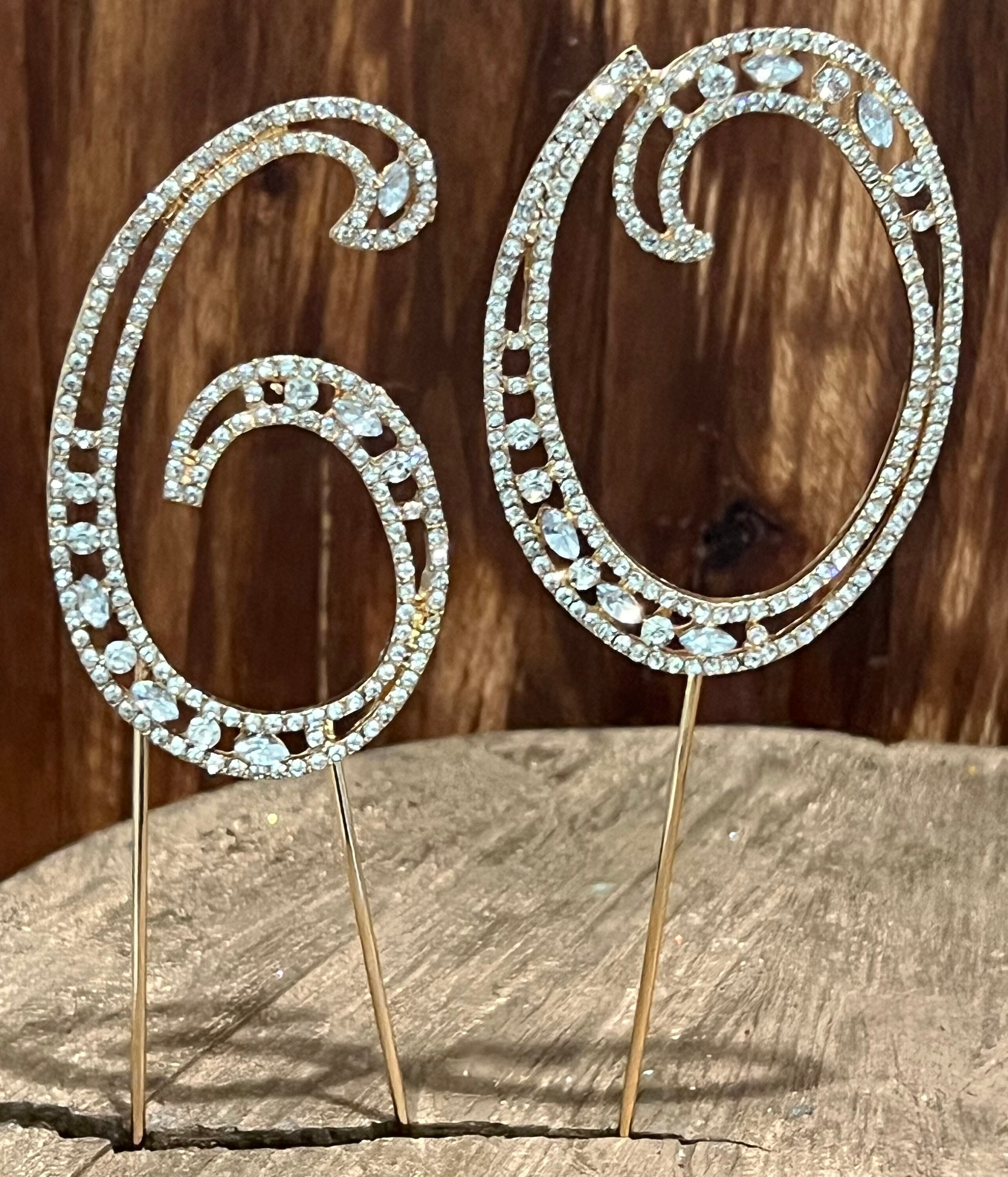 Gold Number Rhinestone Crystal Metal Cake Topper - 7" H - Etsy