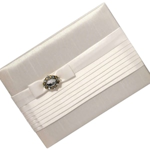 Pearl White Wedding or any Occasion Guest Book with Rhinestone