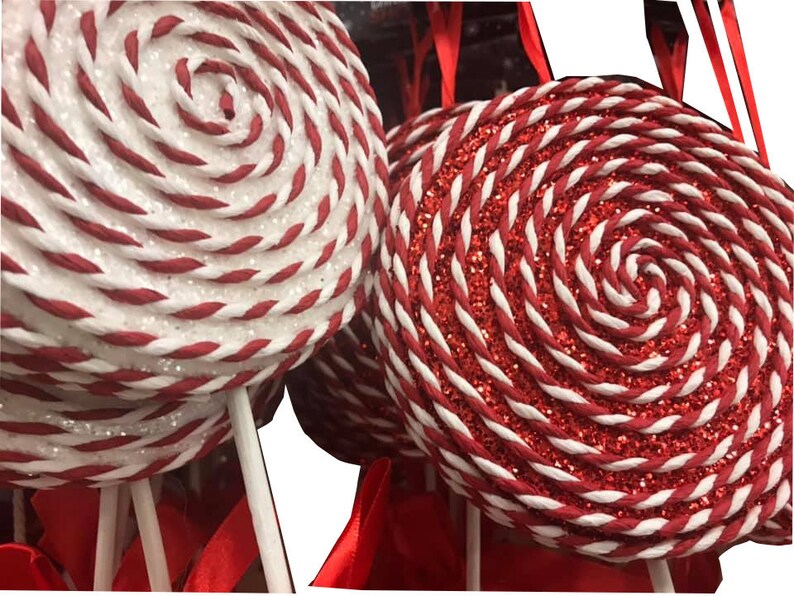 Large White or Red Lollipop Pick Holiday Candy Decorations Christmas Decor 