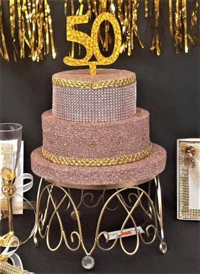 25 Decorazioni per Torte in Cristallo Dorato e Argentato con Strass per Feste di Compleanno e Anniversari