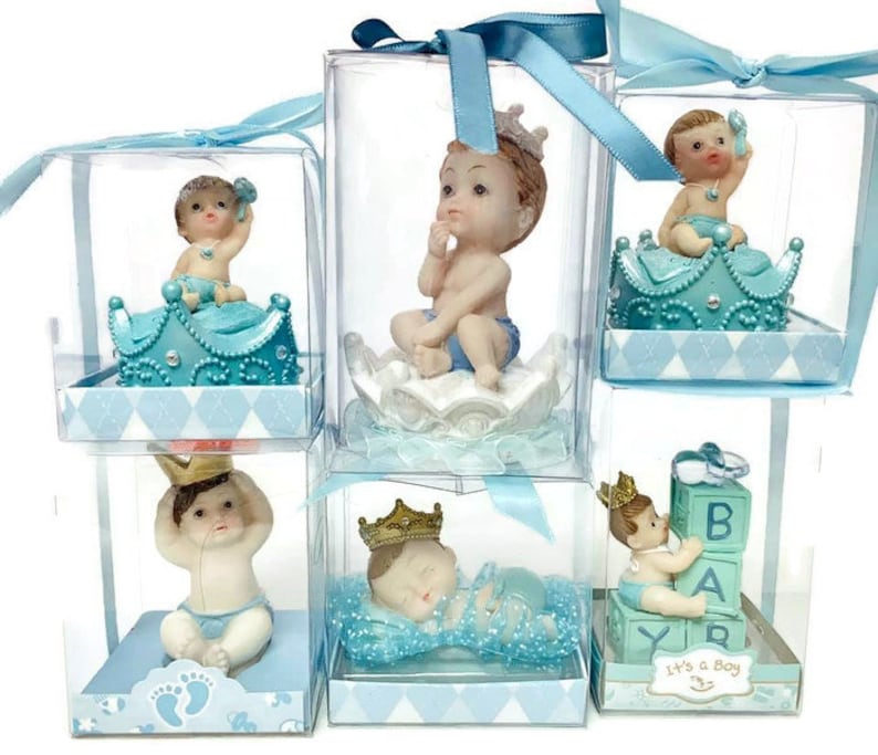 10 Assorted Blue Prince or Pink Princess Baby Shower Figurine Party Supplies