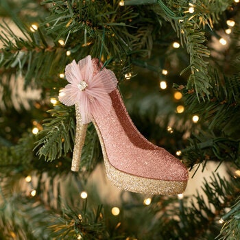Rose Gold Glitter High Heel Shoe Ornament Christmas Tree - Etsy