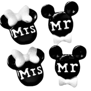 4 pc set Disney Mickey and Minnie Wedding Buttons
