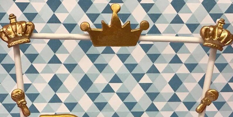 Blue and Gold Baby Shower Sleeping Prince Cake Topper Centerpiece Keepsake