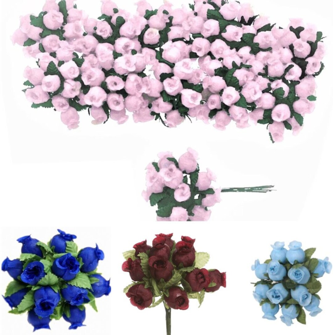 144 Poly Rose Buds Miniature Poly Roses 12 Bunches Favor and Craft ...