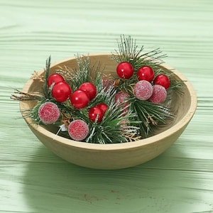 Iced Berries And Pine Pick Christmas Tree Decoration Wreath Accent Home Decor
