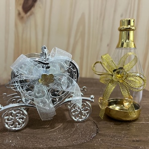 6 pack Cinderella Heart Carriage Princess Party, Candy Holder, Cake Topper, Bridal Shower, Wedding