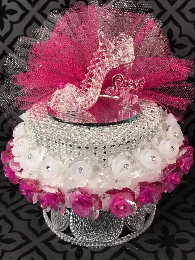 Glass High Heel Sweet 16 Sweet 15 Bridal Shower Birthday Cake Topper Centerpiece Gift Keepsake