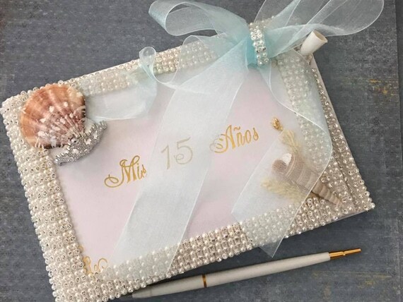 Strand Thema Gastebuch Fur Quinceanera Quitte Anos Kuste Libro Etsy
