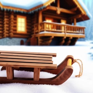10.5&quot; MDF Winter Chalet Sled W/Jute Christmas Ornament Tree Trimming Decoration