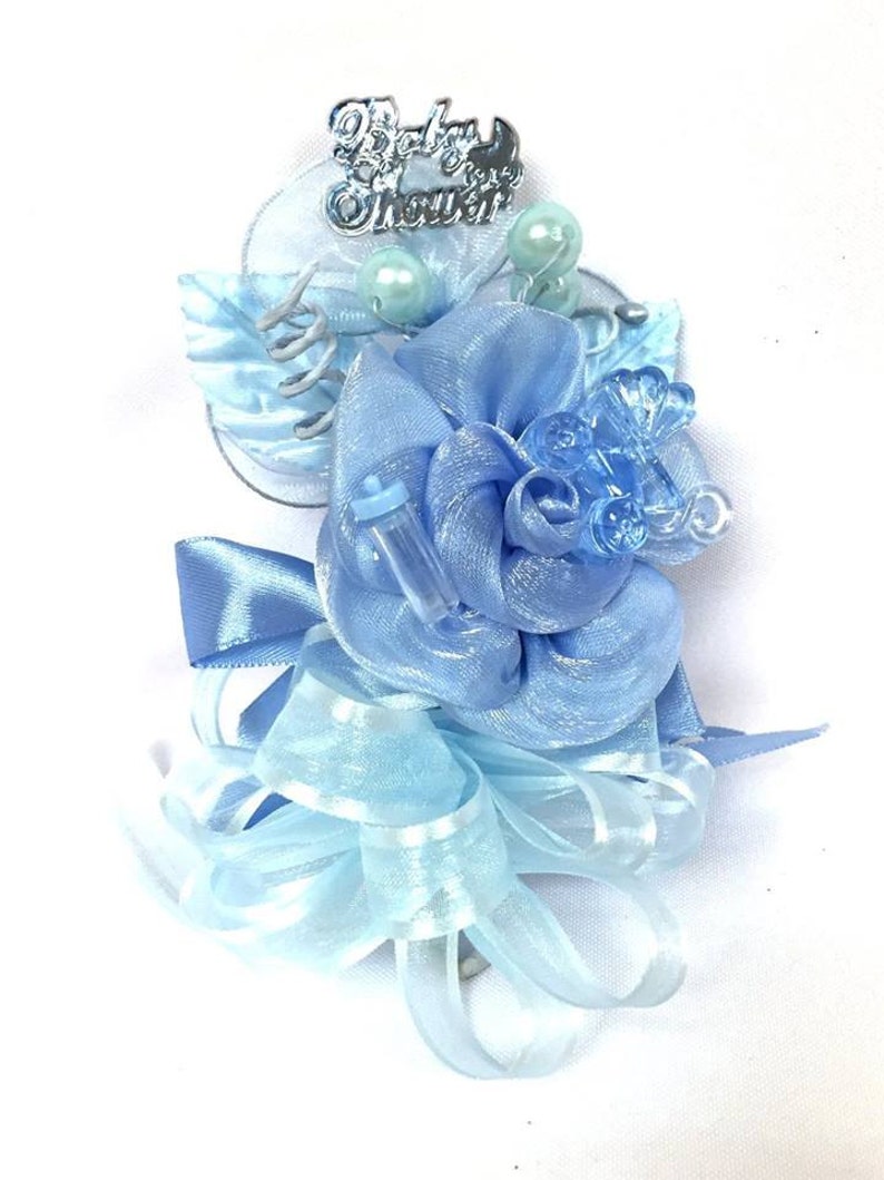 Baby Shower Corsage Girl or Boy Gift Keepsake | Etsy White And Baby Blue Corsage