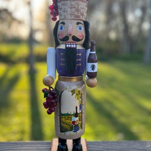 Wooden Tuscan Wine Nutcracker Christmas Decoration Holiday Decor Gift