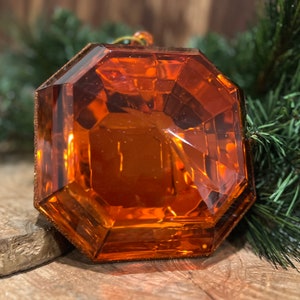6 Inch, Square Copper Emerald Cut Ornament, Gem Ornament, Jewel Ornament, Wreath Attachment, Christmas Decor, Tree Ornament