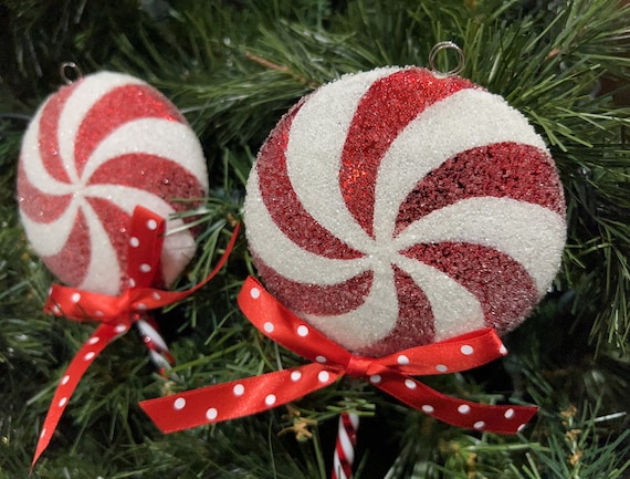 Peppermint Christmas Decor, Large Christmas Ornaments, Picks and