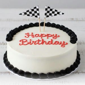 24 Checkered Flag Cupcake Toppers Birthday Party Supplies Goodie Bags Accessories 2" Length