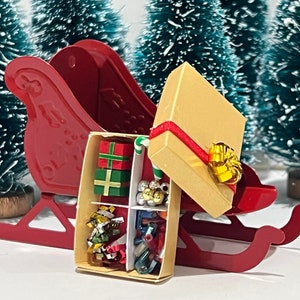 Dollhouse Miniature Sleigh Winter Wonderland Gift And Trees Christmas Miniatures