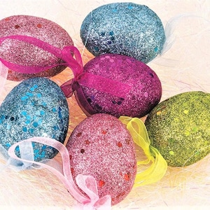 Easter Decorative Glitter Eggs Spring Favors 6 Count