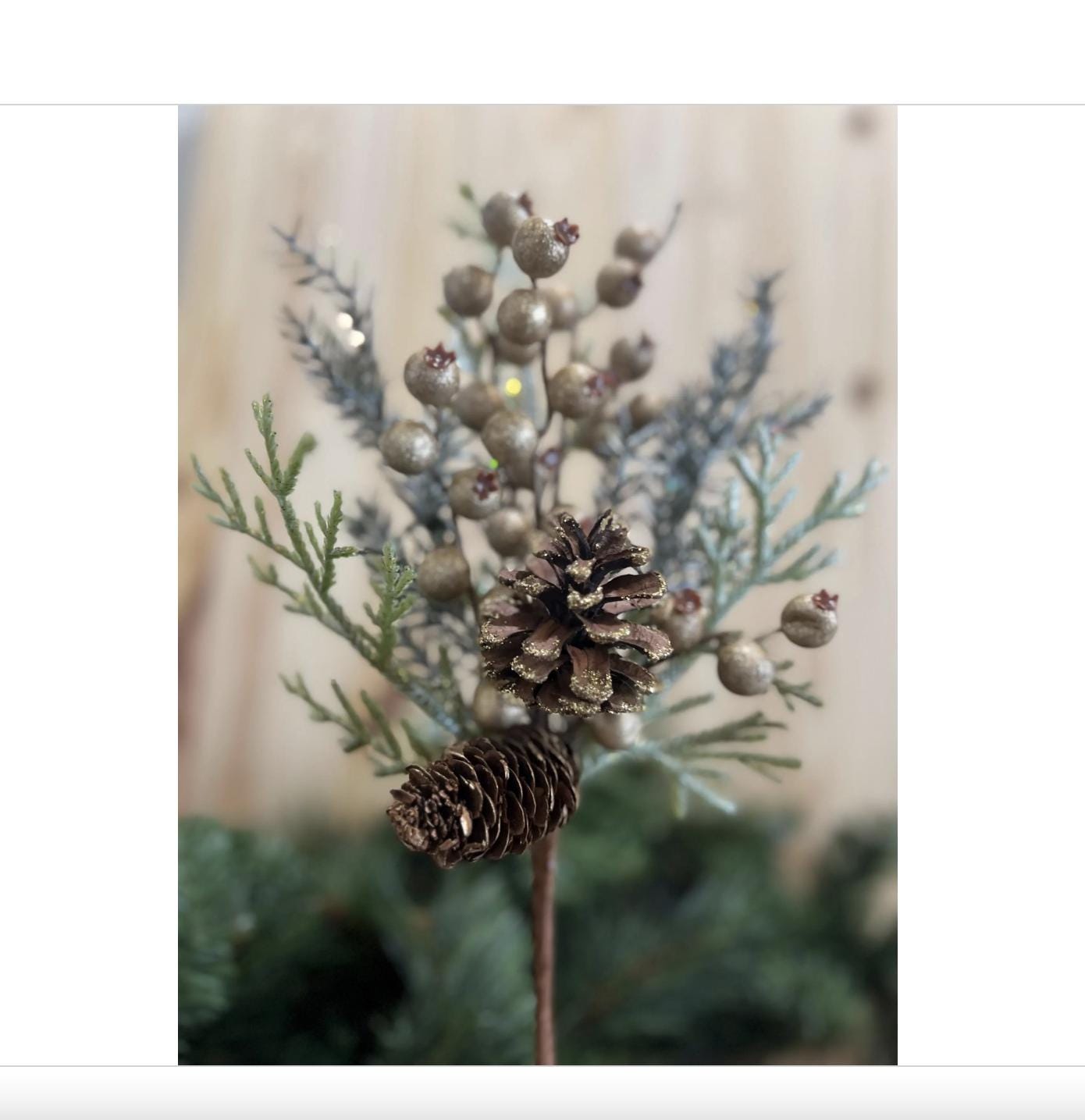 14" Gliter Ceder/Berry/Pine Pick Christmas Decoration Wreath Accent Tree Trimming Decoration
