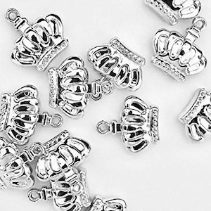 12 - 3d Crown Charms Embellishment Party Favor DIY Projects Scrapbooking Accessories Prince or Princess Parties