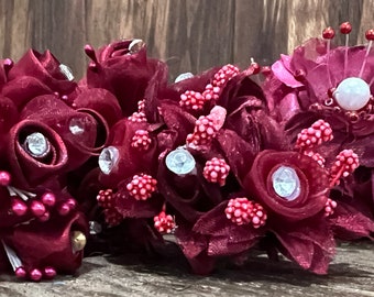 10 couleurs assorties en organza rose bordeaux - bouquets de fleurs miniatures Artisanat fleurs projets de bricolage tous les jours, toutes les occasions