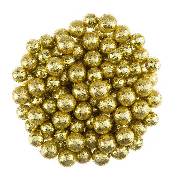 Party or Christmas Sparkling Gold Glitter Foam Ball Scatter Vase or Bowl Filler 4 Cups, 10-19mm