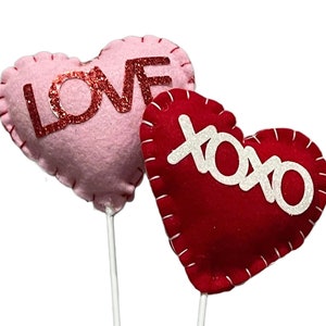 Red Heart XOXO or Pink Love Pick Valentines Mother&#39;s Day Decoration Party Craft Supplies Floral Arrangement