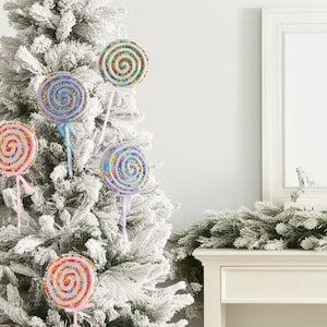 16&quot; large Pink Beaded Lollipop Pick Ornaments Home Decoration Holiday Candy Decorations Christmas Decor