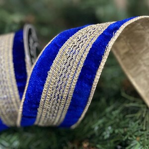 2.5” Gold Braided Tree Trim Sheldon Velvet Double Fused Wired Christmas Ribbon