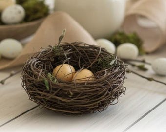 Bird Nest with Eggs Decoration Easter Home Accent Decor.