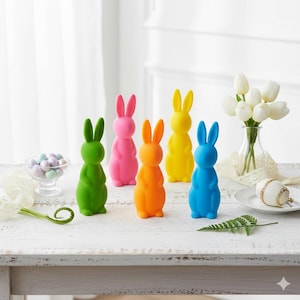 15" Flocked Easter Bunny Rabbit Holiday Home Decor Gift 15" Height