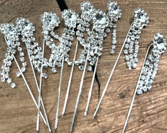 9 Dangle Rhinestone Floral Pins Crafts Diy Projects All Occasion Party Supplies