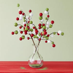 17&quot; Round Mixed Glitter Ball Picks Christmas Tree Wreath Accent Vase  Decorations