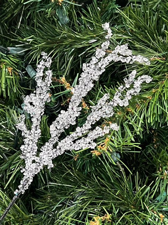 Christmas Ice Pick Icy Branch Pick Winter Ice Pick Christmas Wreath Branch  Ice Covered Branch Ice Stem Decoration 