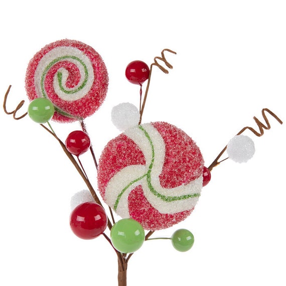 Christmas Picks and Sprays, Christmas Candy Ornaments, Lollipops,  Peppermint Decor, Christmas Craft Supplies, Wreath, Peppermint Pick 