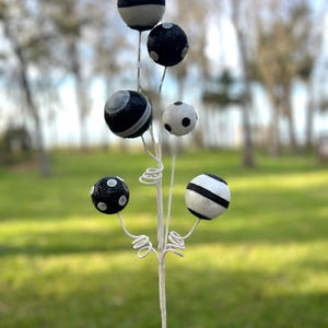 Striped Ball Spray - Black/White 24&quot; Christmas Trim a Tree DIY Arrangement Decoration