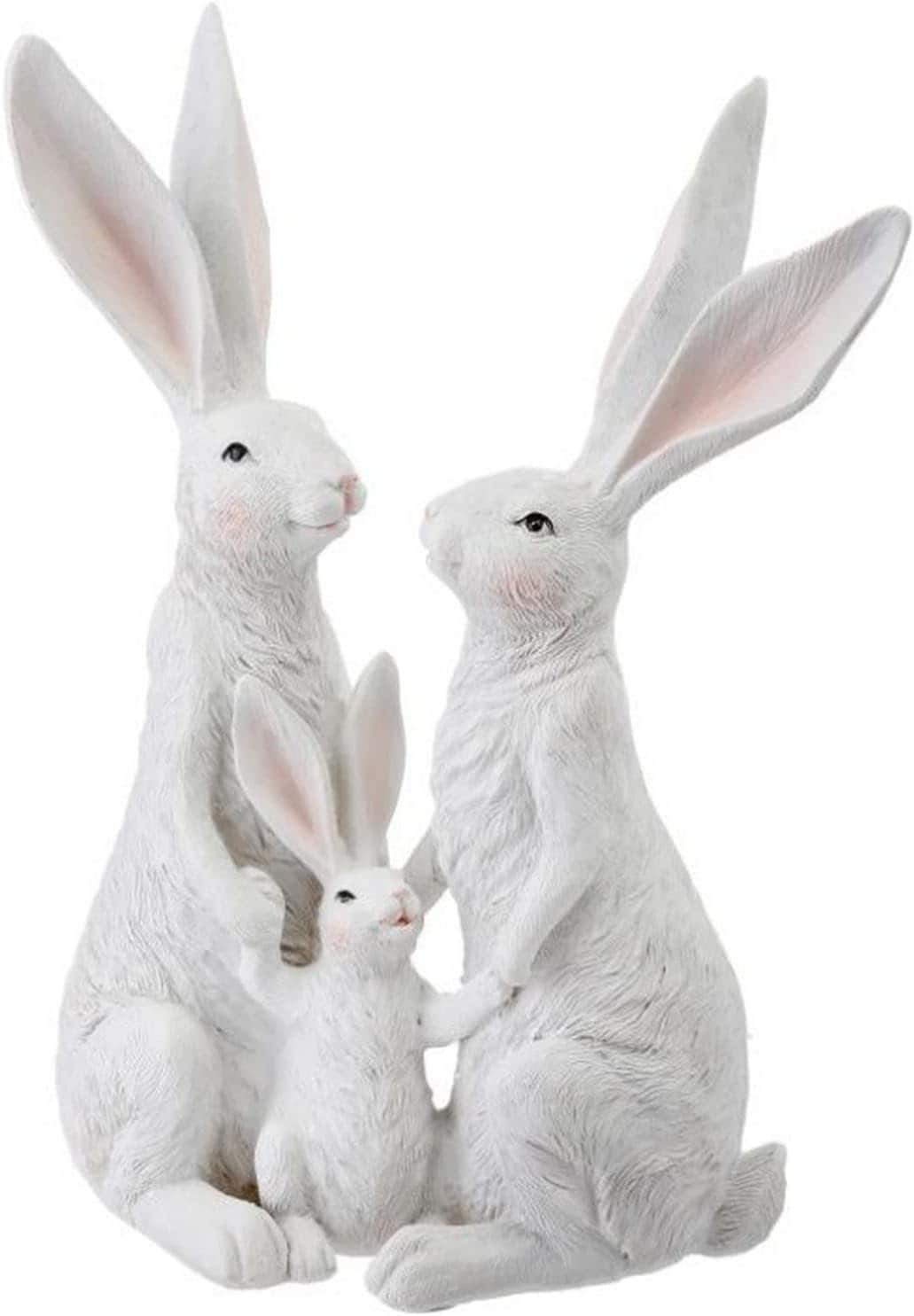 2 Statuette Coniglietto Pasquale In Resina – Famiglia Di Conigli Per Decorazione Tavolo Primaverile