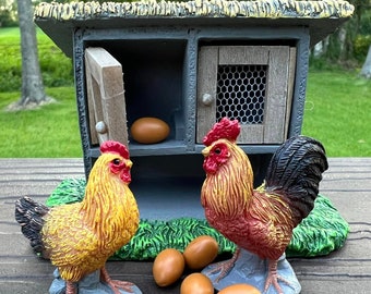 Miniatur-Hühnerstall Im Retro-Stil – Aus Holz & Harz, Deko Für Feengarten & Mikrolandschaft