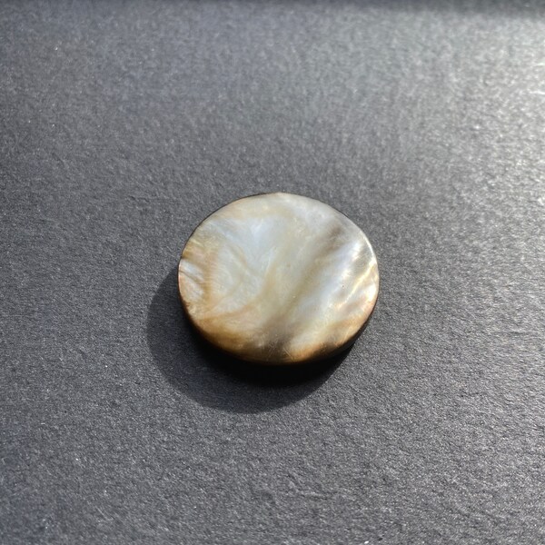 Rare handmade vintage shell button with brown and  pearl white swirl