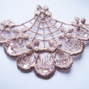 Vintage champagne venise coloured beaded lace