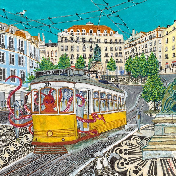 Praça Luís De Camões Lisboa 14 In. X 14 In. Signed Print - Etsy