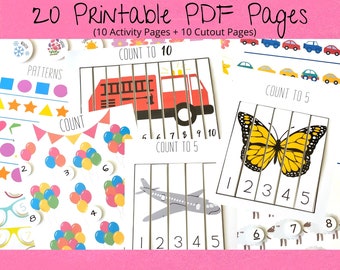 Printable DIY Toddler Quiet Book, Learning Book, Busy Book, Educational, PreK, Preschool, Homeschool, Kids, DIGITAL DOWNLOAD ~ 20 pdf Pages