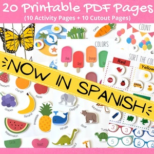 Spanish Busy Book, Printable Toddler Busy Book, Toddler Learning Binder, Preschool, Spanish Activities, Learning Spanish, Busy Books, Pdf