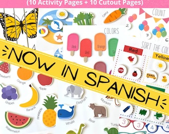 Spanish Busy Book, Printable Toddler Busy Book, Toddler Learning Binder, Preschool, Spanish Activities, Learning Spanish, Busy Books, Pdf