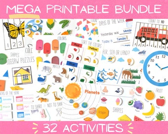 Printable DIY Toddler Binder Book, Learning Book, Busy Book, Educational, Kids, Preschool, Homeschool, Digital Download PDF Mega Bundle