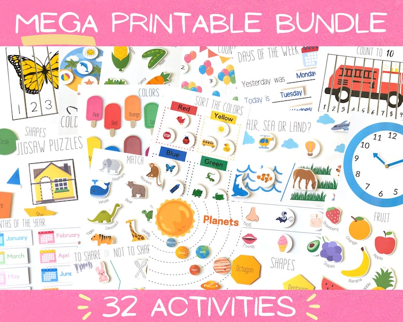 Printable DIY Toddler Binder Book, Learning Book, Busy Book, Educational, Kids, Preschool, Homeschool, Digital Download PDF Mega Bundle image 1
