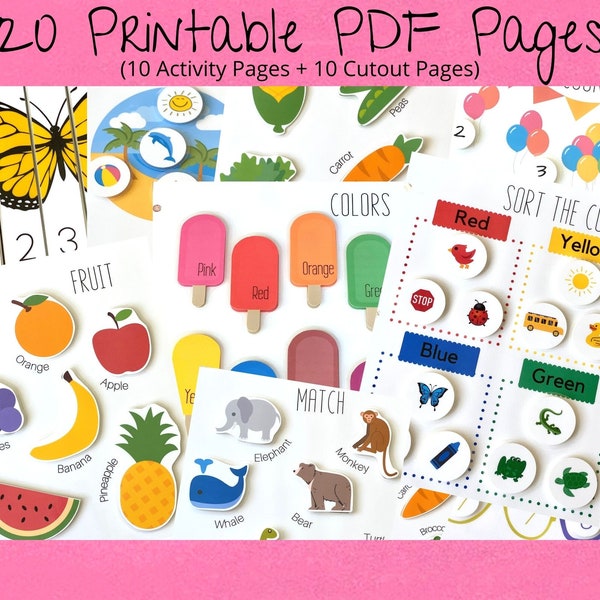 Printable DIY Toddler Binder Book, Learning Book, Busy Book, Educational, Kids, Preschool, Homeschool, School, DIGITAL DOWNLOAD ~ 20 Pages