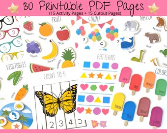 Printable Toddler Busy Book, Busy Books, Learning Book, Learning Binder, Toddler Activities, Preschool, Homeschool, Activity Book, Download
