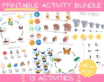 Libro de actividades para niños pequeños imprimible, hojas de trabajo para preescolar, carpeta de aprendizaje Montessori para preescolar, educación preescolar en casa, descarga digital instantánea en PDF
