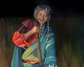 Woman of Nepali Making Yak Butter Tea Oil Painting