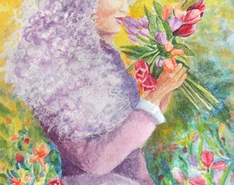 May in a Happy Place 5" x 7" Watercolor in an 8" x 10" Mat